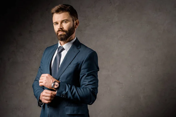 Successful Bearded Businessman Standing Formalwear — Stock Photo, Image