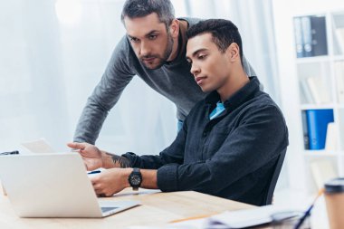 çalışma kağıtları ve office içinde laptop ile ciddi erkek arkadaşları