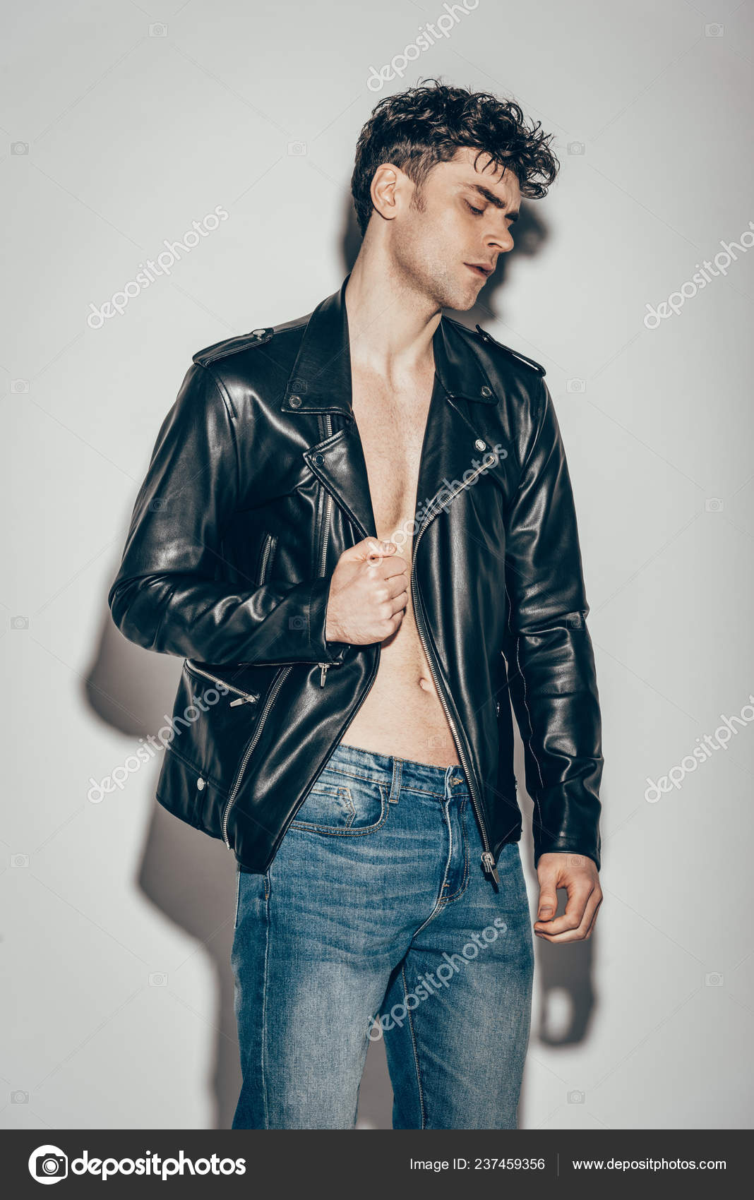 Stylish Boy Leather Jacket Posing On Stock Photo 209839360 | Shutterstock