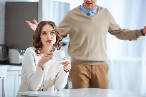 Adult Couple Arguing Breakfast Morning — Stock Photo, Image