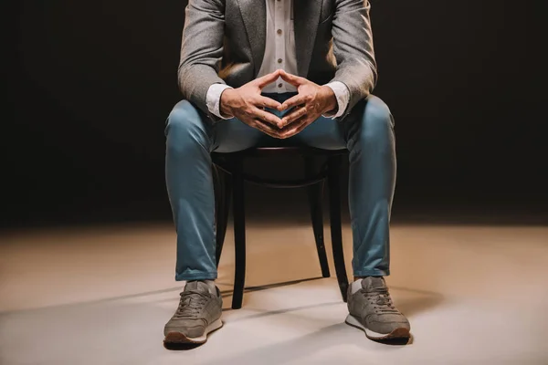 Cropped View Stylish Man Sitting Chair — Stock Photo, Image