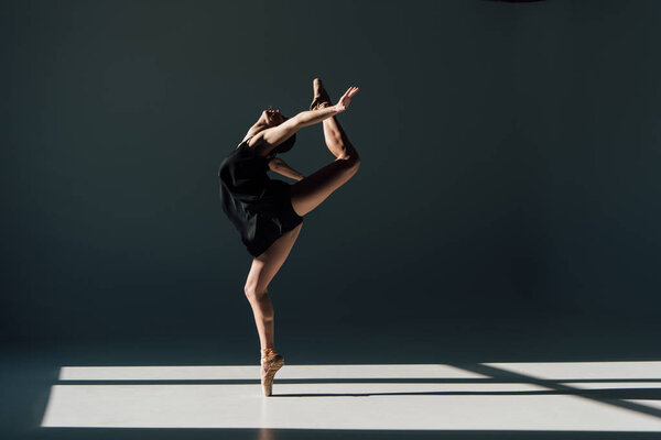 beautiful young ballerina dancing in sunlight 