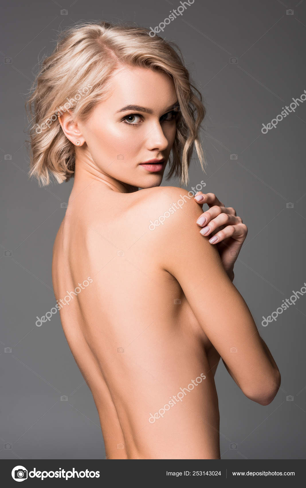 pretty girl camera photograph in nude Beautiful Nude Young Woman Looking Camera Posing Isolated Grey — Stock Photo  © AllaSerebrina #253143024