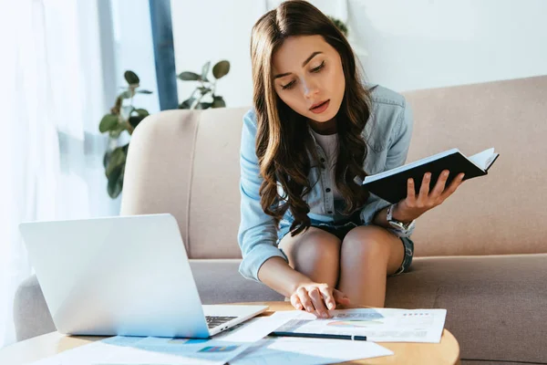 Portrait of young businesswoman remote working at home — Stock Photo