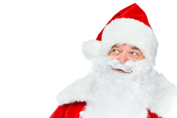 Portrait du Père Noël heureux posant isolé sur blanc — Photo de stock