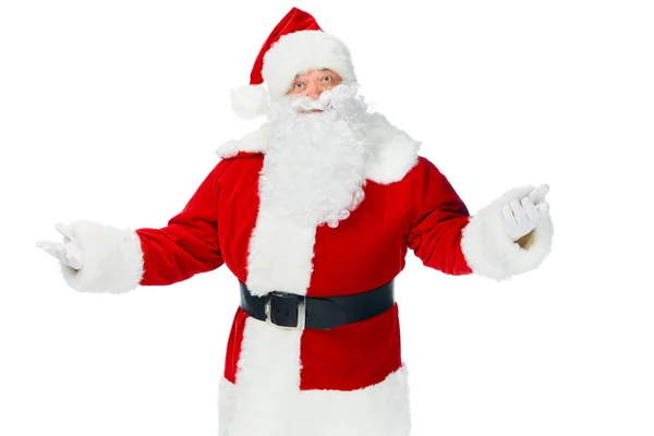 Santa Claus haciendo gestos y posando aislados sobre blanco - foto de stock