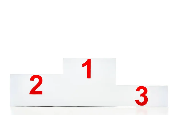 Pódio vencedor com números vermelhos isolados em branco — Fotografia de Stock