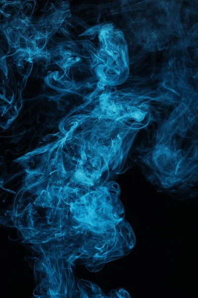 Blue Spiritual Smoke Black Background — Stock Photo, Image