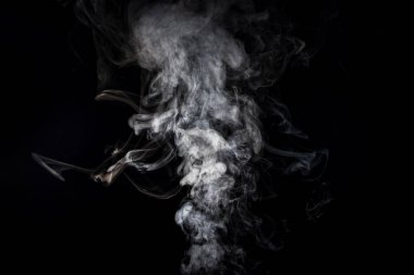 grey smoky swirl from cigarette on black clipart