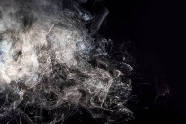 abstract background with grey smoke on black