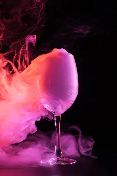 Swirl Pink Smoke Glass Black Background — Stock Photo, Image