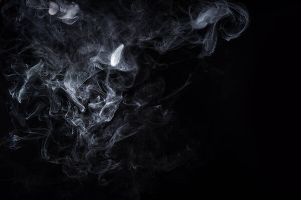  white smoke on black background with copy space