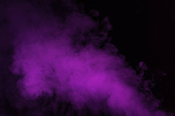Abstract black background with violet smoke