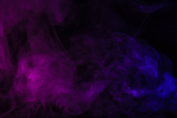 abstract black background with violet and purple smoke  