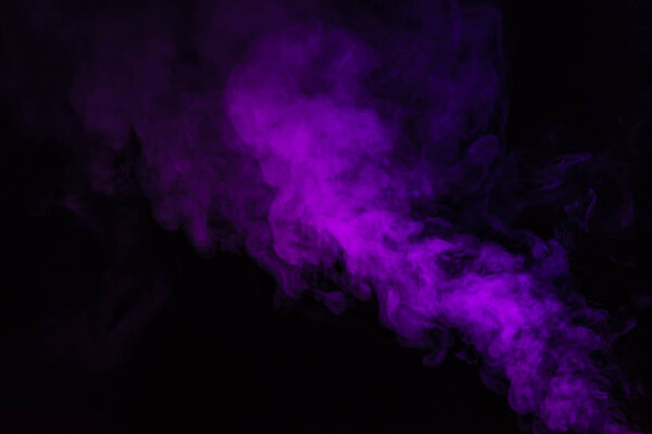 Abstract black background with purple steam