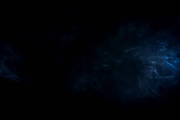 Blue Abstract Smoke Black Background Copy Space — Stock Photo, Image