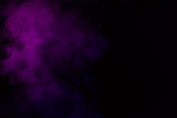 Mystical abstract black background with violet steam