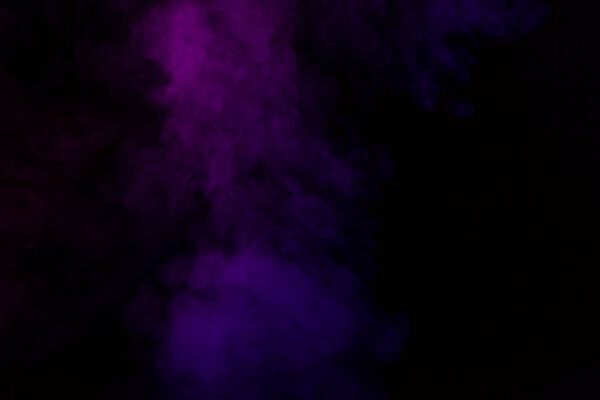 Abstract black background with violet steam