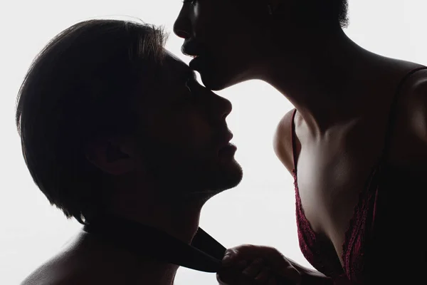 Kısmi Siluetleri Bezle Seksi Çiftin Görünümünü — Stok fotoğraf