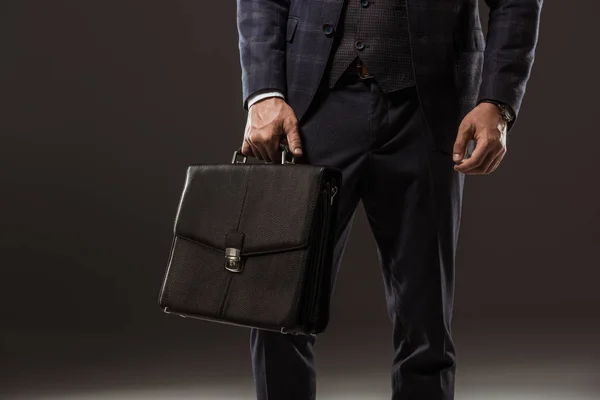Cropped Shot Businessman Holding Briefcase Black — Stock Photo, Image