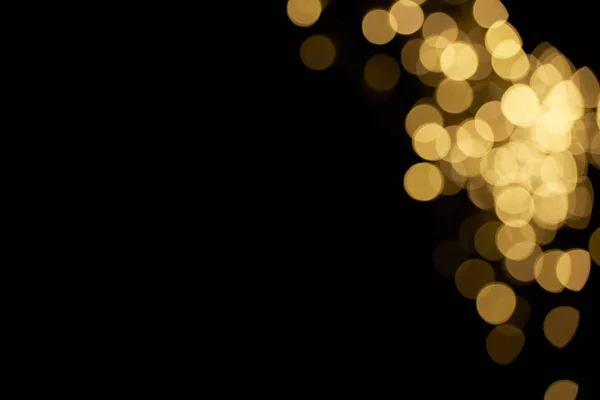 Beautiful Shiny Defocused Yellow Bokeh Black Background — Stock Photo, Image