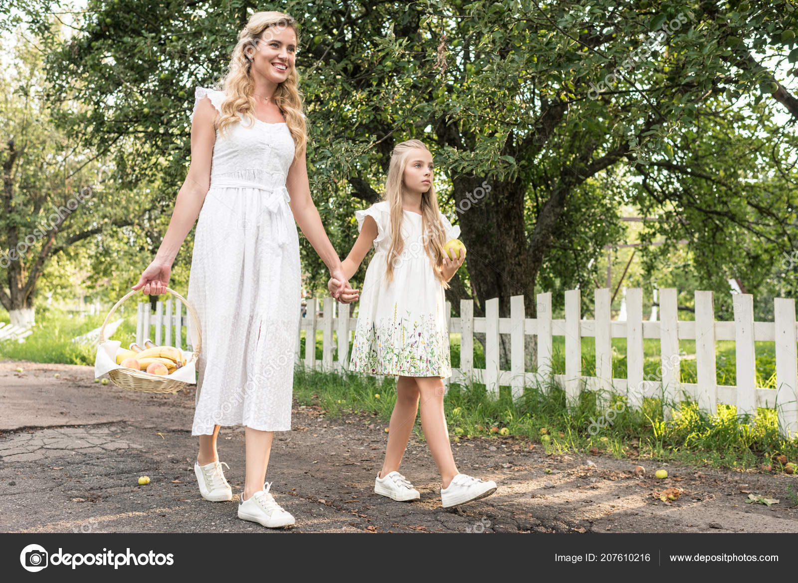white dress mom and daughter