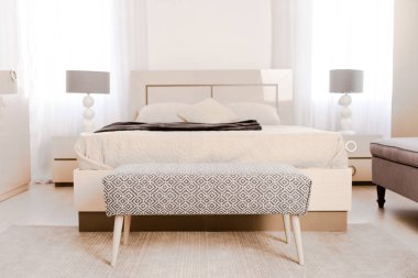 iç modern ışık yatak yumuşak yatak ve lambalar