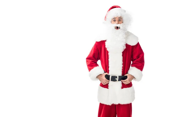 Потрясенный Санта Клаус Стоял Изолированный Белом Фоне — Бесплатное стоковое фото