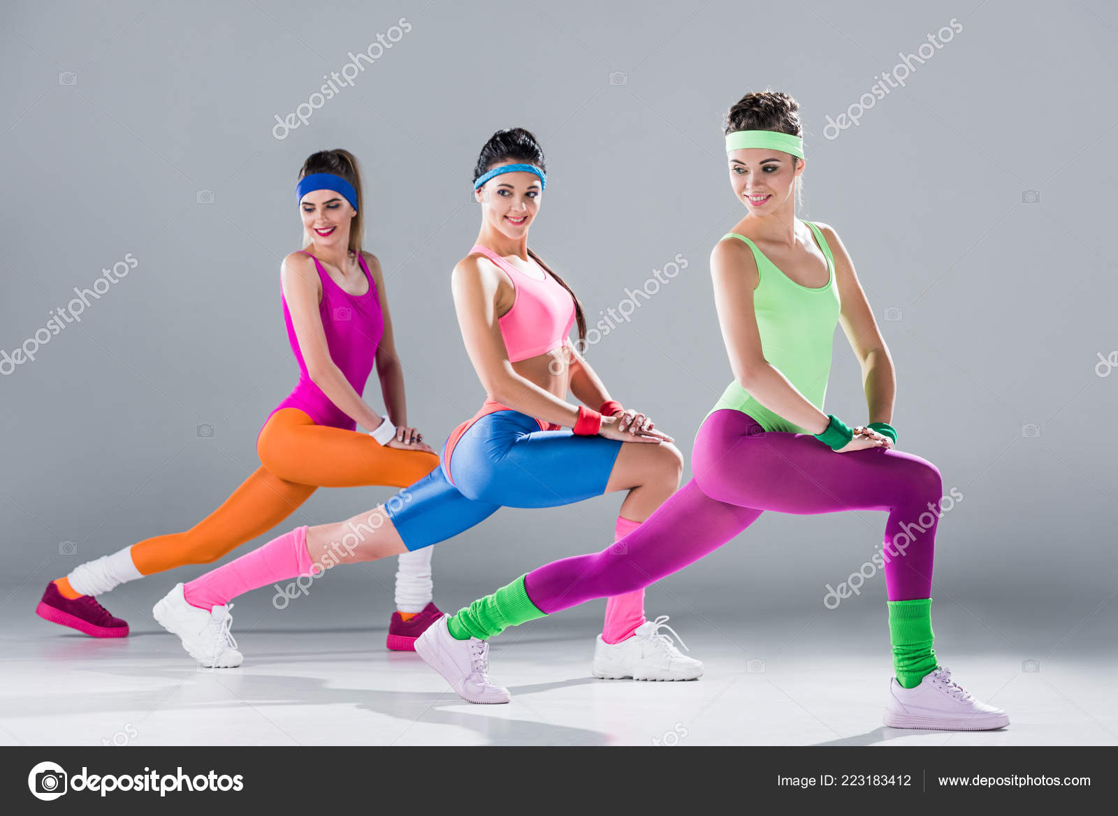 Beautiful Sporty Girls 80S Style Sportswear Posing Together