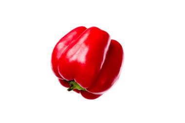 close-up view of fresh red bell pepper isolated on white  clipart