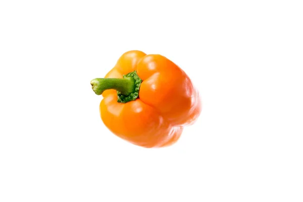 Close View Fresh Raw Orange Bell Pepper Isolated White — Stock Photo, Image