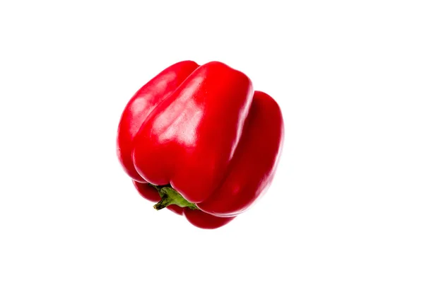 Detailní Pohled Čerstvé Červené Papriky Izolované Bílém — Stock fotografie