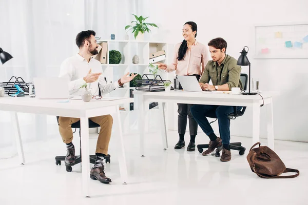Office Colleagues Smiling Talking Modern Office — Stock Photo, Image
