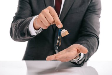 kısmi görünümünü üzerinde beyaz izole tuşu tutmakta ipotek komisyoncusu