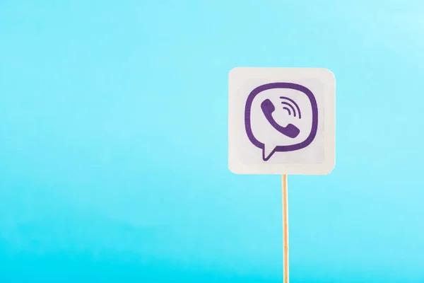 Top View Viber Icon Isolated Blue Copy Space — Stock Photo, Image