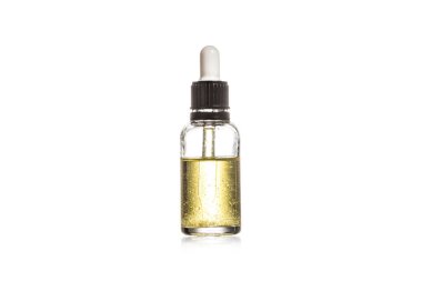 Studio shot of bottle of cosmetic serum isolated on white clipart