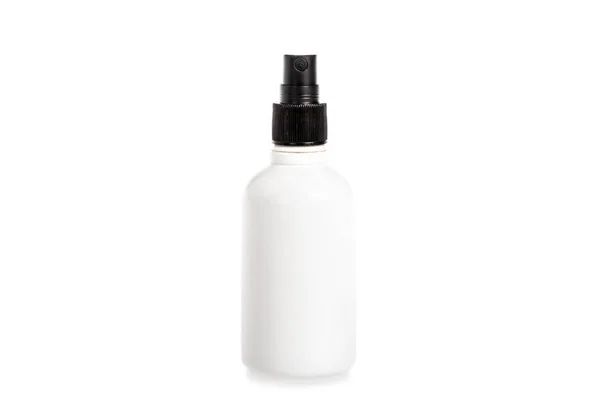 Estudio Plano Botella Loción Con Bomba Aislada Blanco —  Fotos de Stock