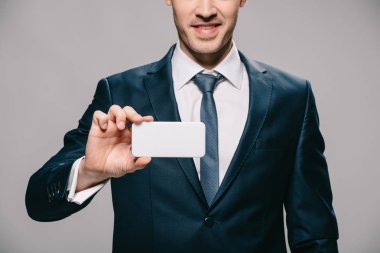 kart ziyaret neşeli adam boş tutan kırpılmış görünümü 