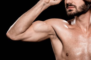 atletik sporcu siyah izole kas gösterilen kırpılmış görünümünü