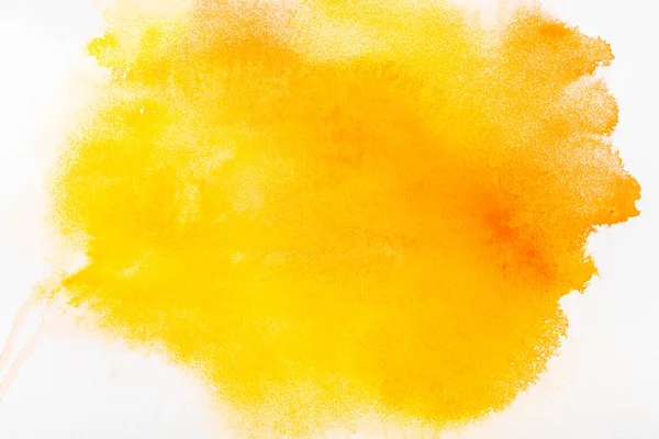 Top View Yellow Watercolor Spill White Paper — Stock Photo, Image