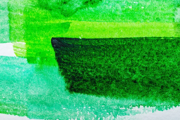 Vue Dessus Des Coups Pinceau Vert Aquarelle Sur Papier Blanc — Photo