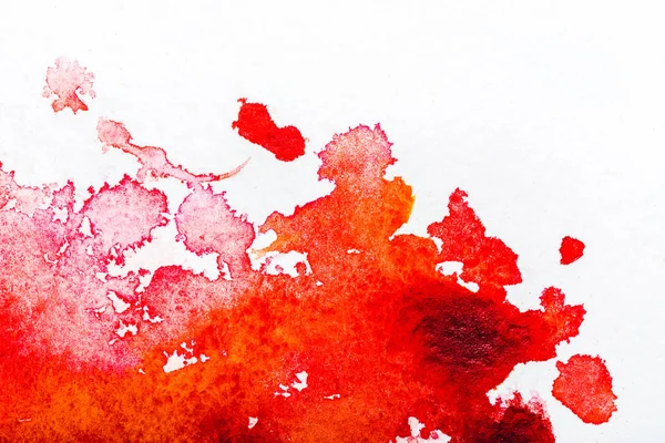 Top View Red Watercolor Spill White Background — Stock Photo, Image