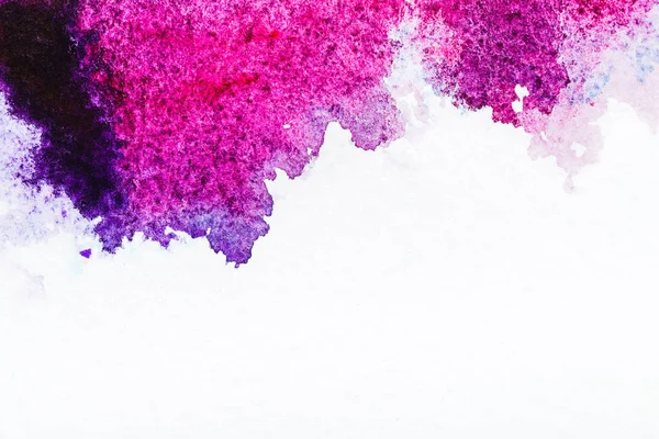 Pohled Shora Růžové Akvarel Skvrny Bílém Papíře — Stock fotografie