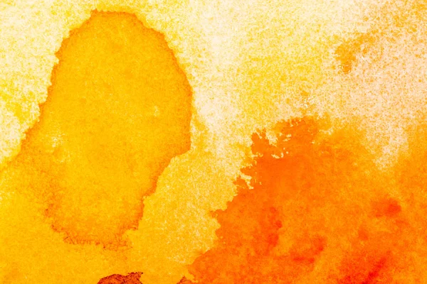 Top View Yellow Orange Watercolor Spills Copy Space — Stock Photo, Image