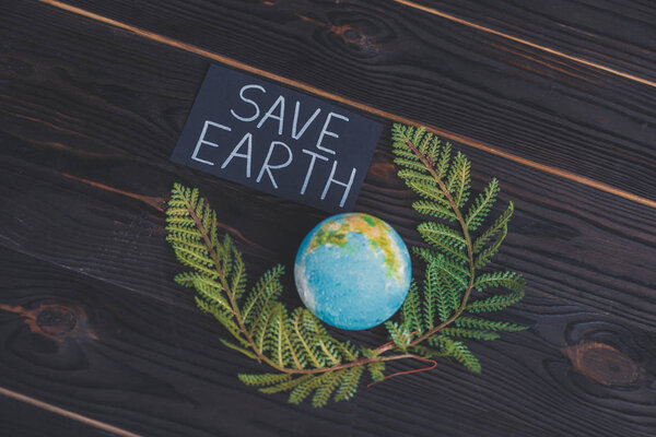 деревянный календарь с датой "22 апреля" и зеленый лист папоротника на светло-зеленом фоне
