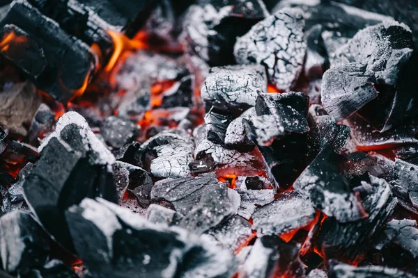 Selective Focus Hot Burning Coals White Ash — Stock Photo, Image