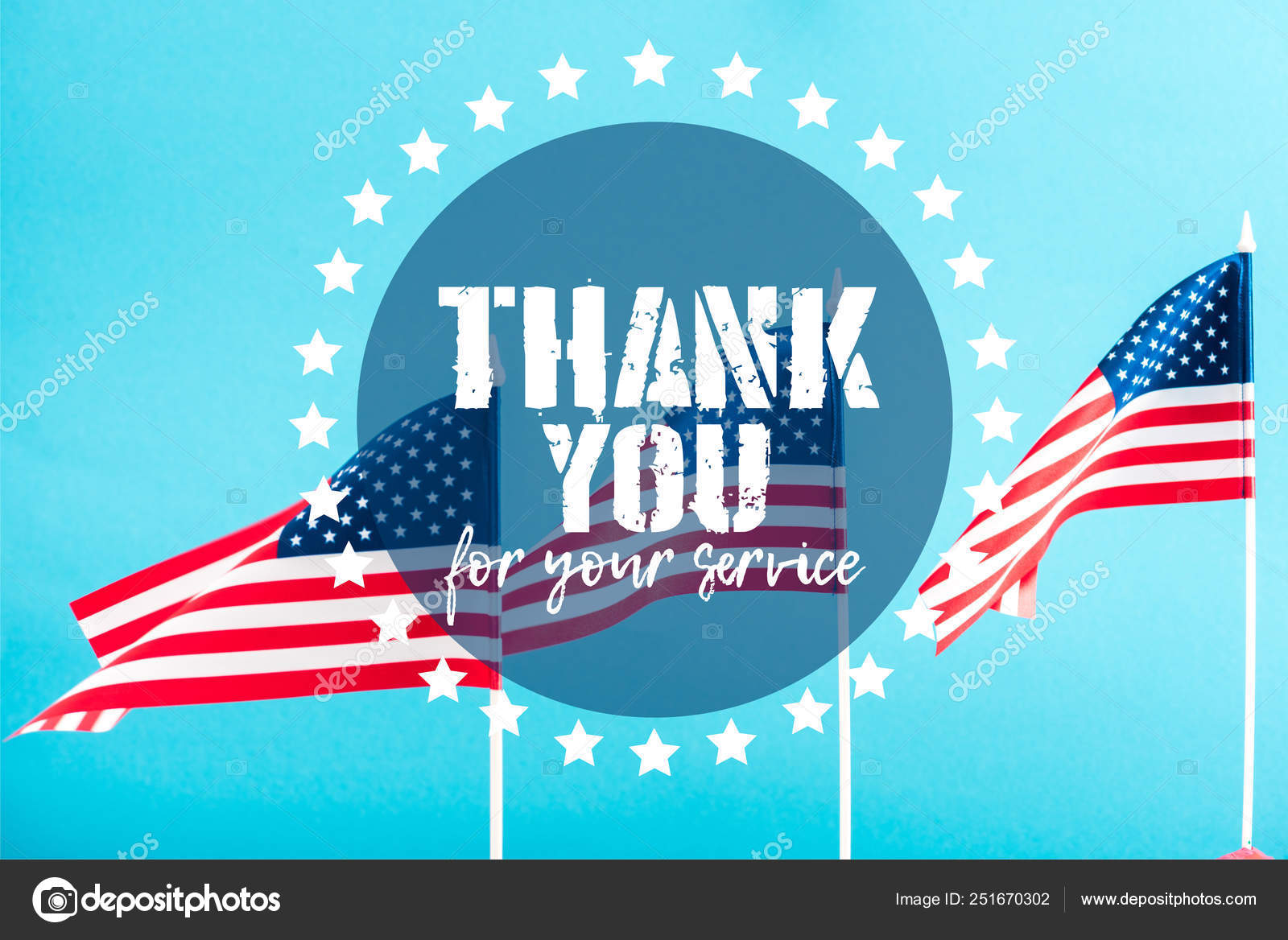 American Flags Thank You Your Service Lettering Blue Stock Illustration ...