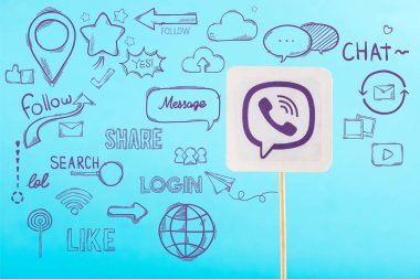 kartı viber logo ve mavi izole sosyal medya simgeler