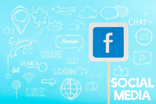 Tarjeta Con Logotipo Facebook Ilustración Medios Sociales Aislados Azul — Foto de Stock