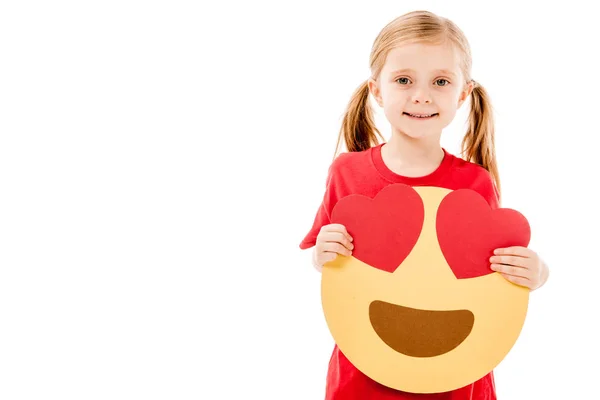 Quiiv Ucrânia Dezembro 2019 Criança Sorridente Segurando Sorridente Com Olhos — Fotografia de Stock
